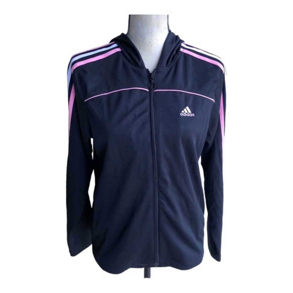 Adidas Medium Full Zip Long‎ Sleeve Hooded Track Jacket Activewear Coat.